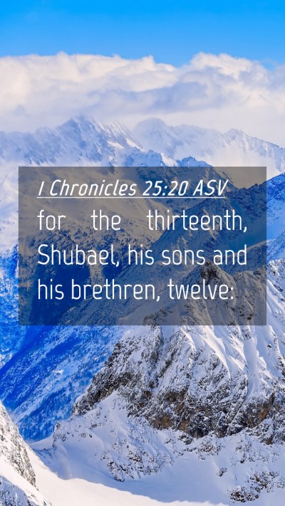 Picture 04 - 1 Chronicles 25:20 ASV Mobile Phone Wallpaper - for the thirteenth, Shubael, his sons and his - Mobile Bible Verse Wallpaper