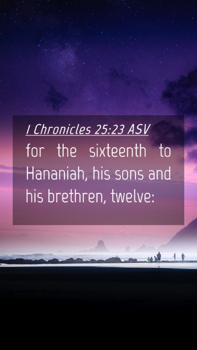 Picture 04 - 1 Chronicles 25:23 ASV Mobile Phone Wallpaper - for the sixteenth to Hananiah, his sons and his - Mobile Bible Verse Wallpaper