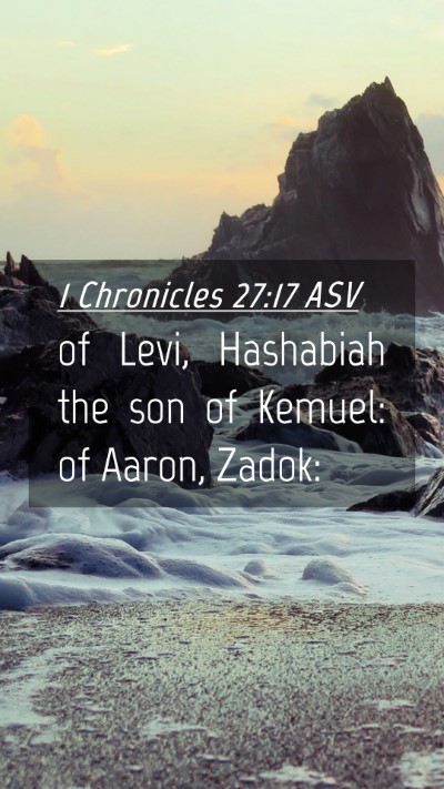 Picture 04 - 1 Chronicles 27:17 ASV Mobile Phone Wallpaper - of Levi, Hashabiah the son of Kemuel: of Aaron, - Mobile Bible Verse Wallpaper