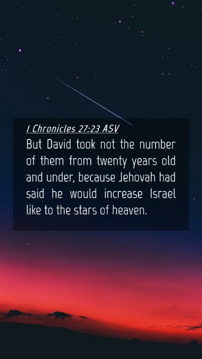 Picture 04 - 1 Chronicles 27:23 ASV Mobile Phone Wallpaper - But David took not the number of them from twenty - Mobile Bible Verse Wallpaper