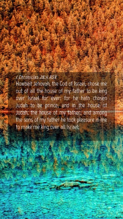 Picture 04 - 1 Chronicles 28:4 ASV Mobile Phone Wallpaper - Howbeit Jehovah, the God of Israel, chose me out - Mobile Bible Verse Wallpaper