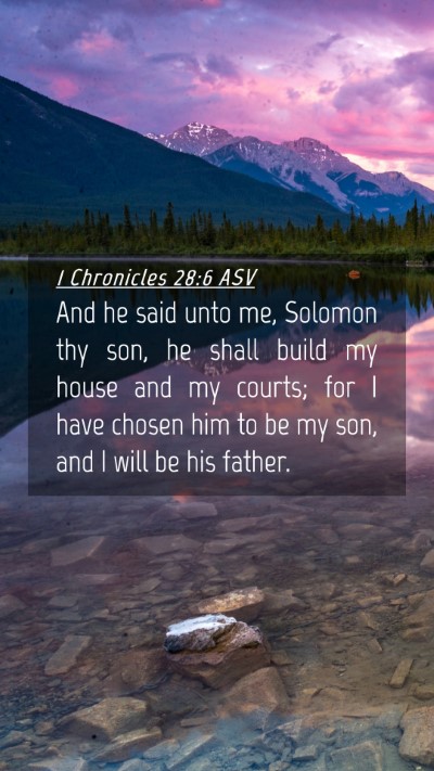 Picture 04 - 1 Chronicles 28:6 ASV Mobile Phone Wallpaper - And he said unto me, Solomon thy son, he shall - Mobile Bible Verse Wallpaper