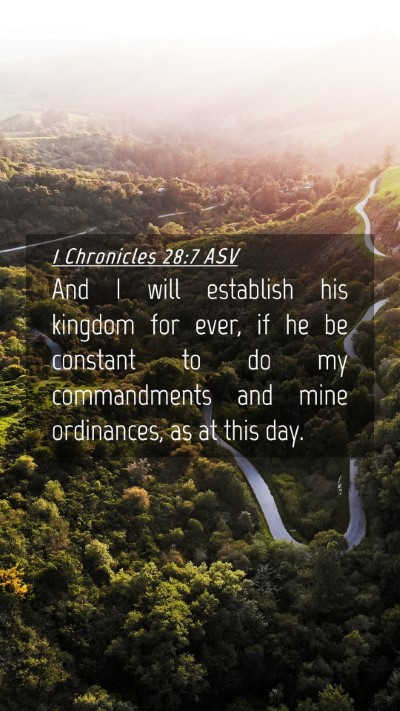 Picture 04 - 1 Chronicles 28:7 ASV Mobile Phone Wallpaper - And I will establish his kingdom for ever, if he - Mobile Bible Verse Wallpaper