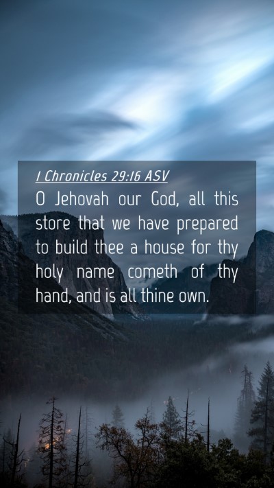 Picture 04 - 1 Chronicles 29:16 ASV Mobile Phone Wallpaper - O Jehovah our God, all this store that we have - Mobile Bible Verse Wallpaper