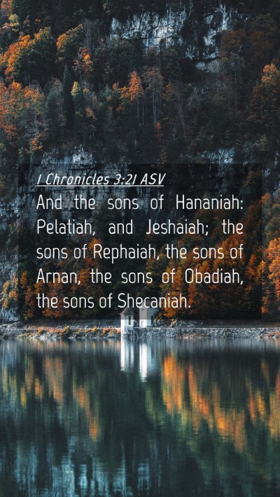 Picture 04 - 1 Chronicles 3:21 ASV Mobile Phone Wallpaper - And the sons of Hananiah: Pelatiah, and Jeshaiah; - Mobile Bible Verse Wallpaper