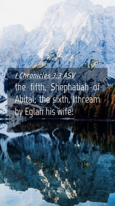 Picture 04 - 1 Chronicles 3:3 ASV Mobile Phone Wallpaper - the fifth, Shephatiah of Abital; the sixth, - Mobile Bible Verse Wallpaper