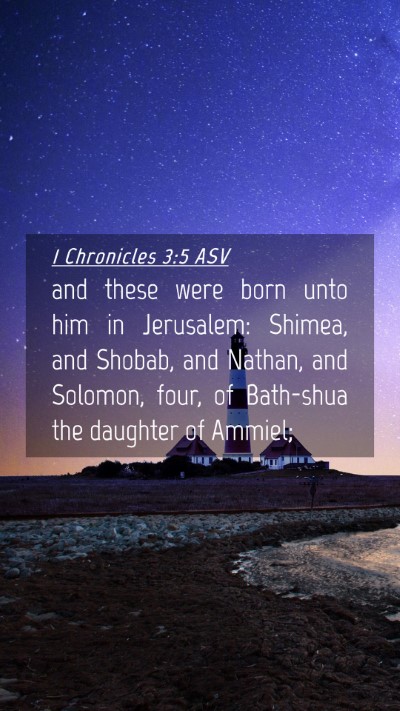 Picture 04 - 1 Chronicles 3:5 ASV Mobile Phone Wallpaper - and these were born unto him in Jerusalem: - Mobile Bible Verse Wallpaper