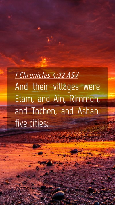 Picture 04 - 1 Chronicles 4:32 ASV Mobile Phone Wallpaper - And their villages were Etam, and Ain, Rimmon, - Mobile Bible Verse Wallpaper