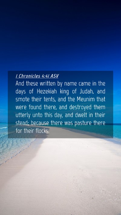Picture 04 - 1 Chronicles 4:41 ASV Mobile Phone Wallpaper - And these written by name came in the days of - Mobile Bible Verse Wallpaper
