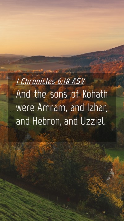 Picture 04 - 1 Chronicles 6:18 ASV Mobile Phone Wallpaper - And the sons of Kohath were Amram, and Izhar, and - Mobile Bible Verse Wallpaper