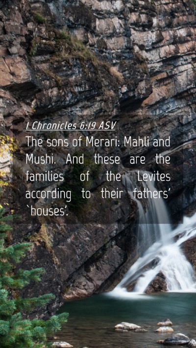 Picture 04 - 1 Chronicles 6:19 ASV Mobile Phone Wallpaper - The sons of Merari: Mahli and Mushi. And these - Mobile Bible Verse Wallpaper