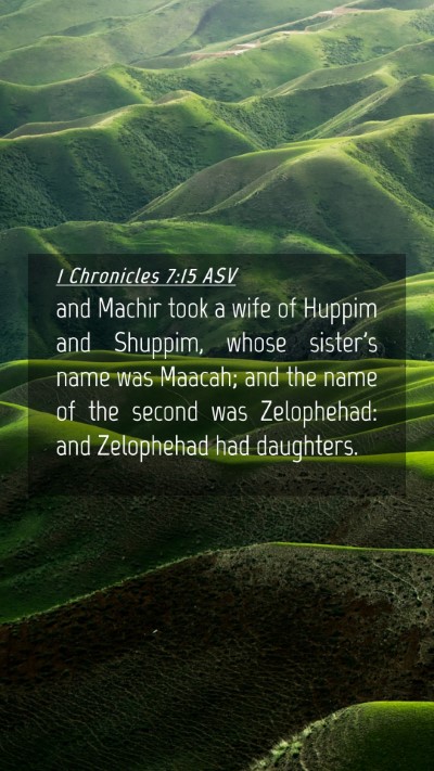 Picture 04 - 1 Chronicles 7:15 ASV Mobile Phone Wallpaper - and Machir took a wife of Huppim and Shuppim, - Mobile Bible Verse Wallpaper