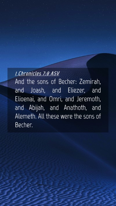 Picture 04 - 1 Chronicles 7:8 ASV Mobile Phone Wallpaper - And the sons of Becher: Zemirah, and Joash, and - Mobile Bible Verse Wallpaper