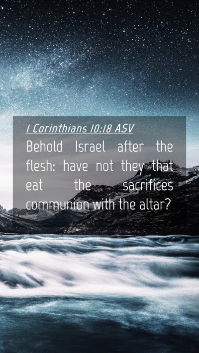 Picture 04 - 1 Corinthians 10:18 ASV Mobile Phone Wallpaper - Behold Israel after the flesh: have not they that - Mobile Bible Verse Wallpaper