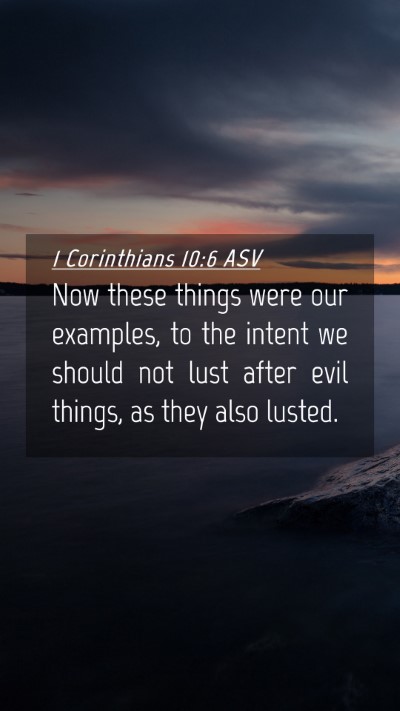 Picture 04 - 1 Corinthians 10:6 ASV Mobile Phone Wallpaper - Now these things were our examples, to the intent - Mobile Bible Verse Wallpaper