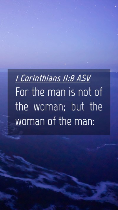 Picture 04 - 1 Corinthians 11:8 ASV Mobile Phone Wallpaper - For the man is not of the woman; but the woman of - Mobile Bible Verse Wallpaper
