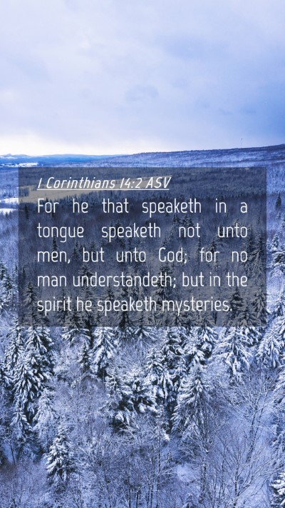 Picture 04 - 1 Corinthians 14:2 ASV Mobile Phone Wallpaper - For he that speaketh in a tongue speaketh not - Mobile Bible Verse Wallpaper