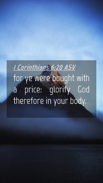 Picture 04 - 1 Corinthians 6:20 ASV Mobile Phone Wallpaper - for ye were bought with a price: glorify God - Mobile Bible Verse Wallpaper