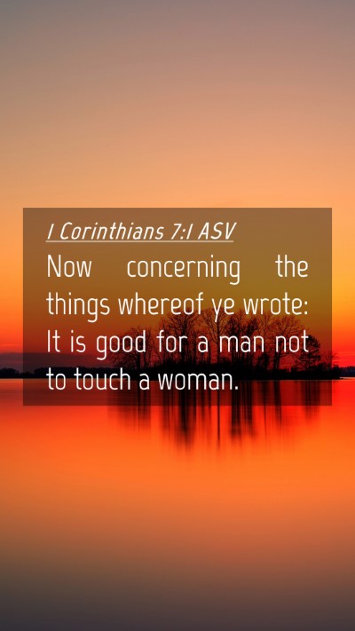 Picture 04 - 1 Corinthians 7:1 ASV Mobile Phone Wallpaper - Now concerning the things whereof ye wrote: It is - Mobile Bible Verse Wallpaper