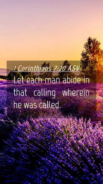 Picture 04 - 1 Corinthians 7:20 ASV Mobile Phone Wallpaper - Let each man abide in that calling wherein he was - Mobile Bible Verse Wallpaper