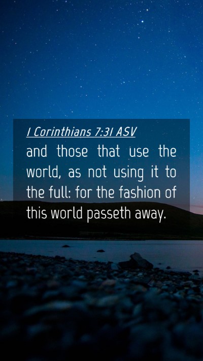 Picture 04 - 1 Corinthians 7:31 ASV Mobile Phone Wallpaper - and those that use the world, as not using it to - Mobile Bible Verse Wallpaper