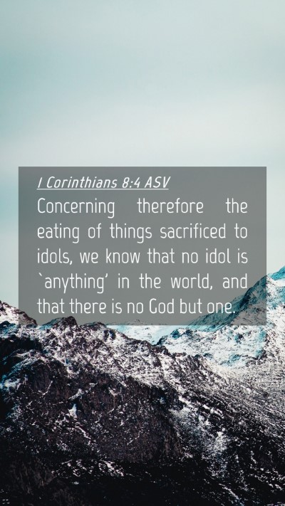 Picture 04 - 1 Corinthians 8:4 ASV Mobile Phone Wallpaper - Concerning therefore the eating of things - Mobile Bible Verse Wallpaper