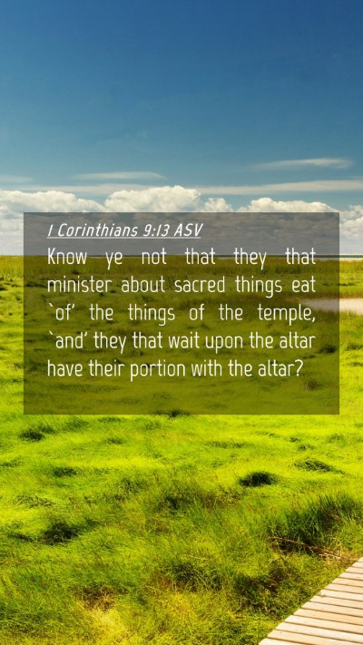 Picture 04 - 1 Corinthians 9:13 ASV Mobile Phone Wallpaper - Know ye not that they that minister about sacred - Mobile Bible Verse Wallpaper