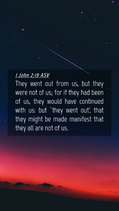 Picture 04 - 1 John 2:19 ASV Mobile Phone Wallpaper - They went out from us, but they were not of us; - Mobile Bible Verse Wallpaper