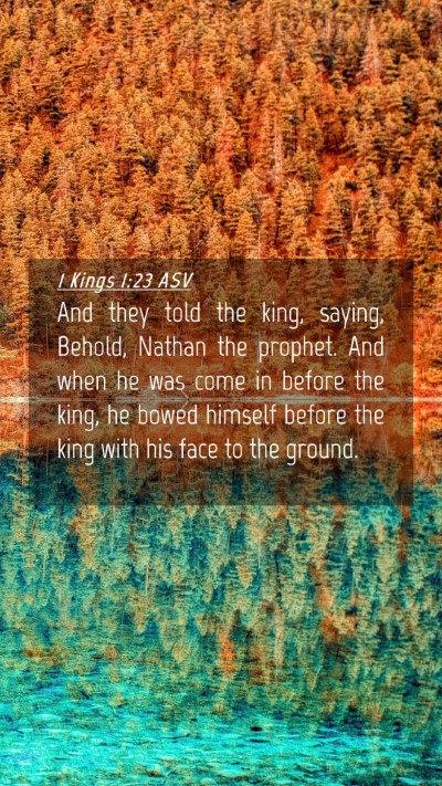 Picture 04 - 1 Kings 1:23 ASV Mobile Phone Wallpaper - And they told the king, saying, Behold, Nathan - Mobile Bible Verse Wallpaper
