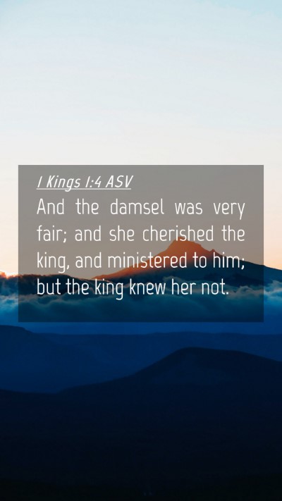 Picture 04 - 1 Kings 1:4 ASV Mobile Phone Wallpaper - And the damsel was very fair; and she cherished - Mobile Bible Verse Wallpaper