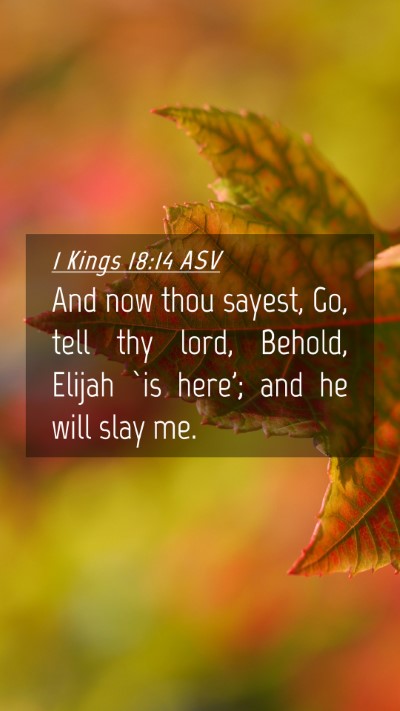 Picture 04 - 1 Kings 18:14 ASV Mobile Phone Wallpaper - And now thou sayest, Go, tell thy lord, Behold, - Mobile Bible Verse Wallpaper