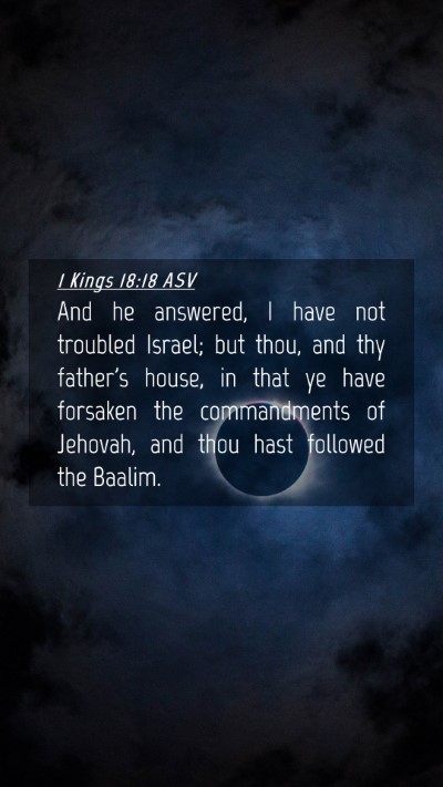 Picture 04 - 1 Kings 18:18 ASV Mobile Phone Wallpaper - And he answered, I have not troubled Israel; but - Mobile Bible Verse Wallpaper