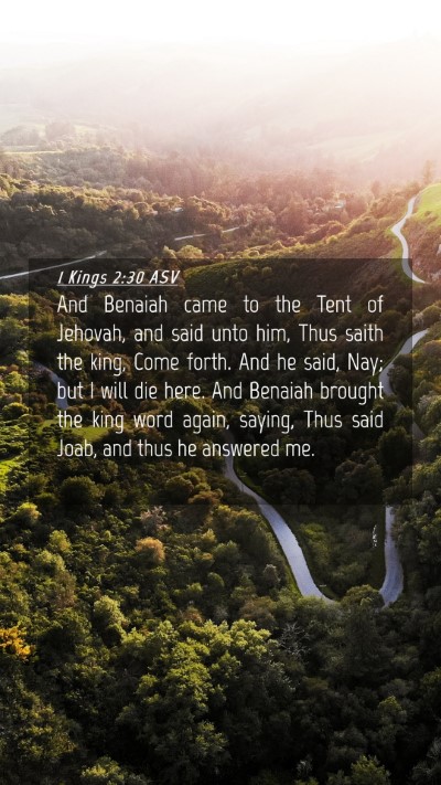 Picture 04 - 1 Kings 2:30 ASV Mobile Phone Wallpaper - And Benaiah came to the Tent of Jehovah, and said - Mobile Bible Verse Wallpaper