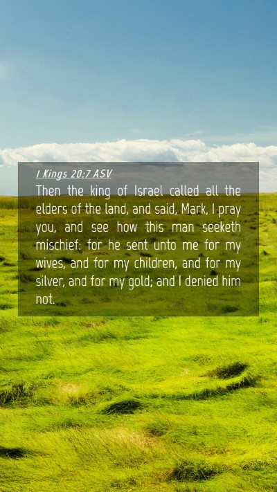 Picture 04 - 1 Kings 20:7 ASV Mobile Phone Wallpaper - Then the king of Israel called all the elders of - Mobile Bible Verse Wallpaper
