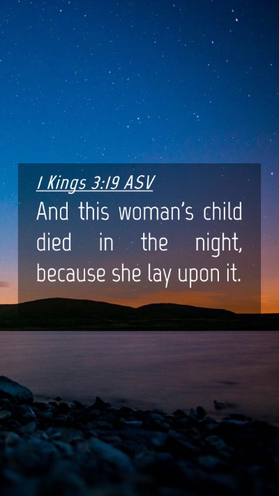 Picture 04 - 1 Kings 3:19 ASV Mobile Phone Wallpaper - And this woman's child died in the night, because - Mobile Bible Verse Wallpaper