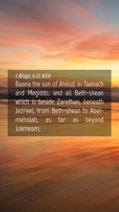 Picture 04 - 1 Kings 4:12 ASV Mobile Phone Wallpaper - Baana the son of Ahilud, in Taanach and Megiddo, - Mobile Bible Verse Wallpaper