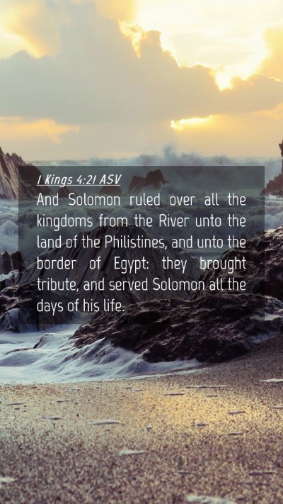 Picture 04 - 1 Kings 4:21 ASV Mobile Phone Wallpaper - And Solomon ruled over all the kingdoms from the - Mobile Bible Verse Wallpaper
