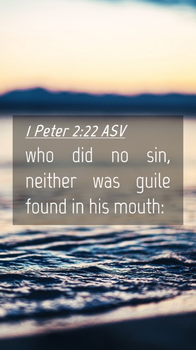 Picture 04 - 1 Peter 2:22 ASV Mobile Phone Wallpaper - who did no sin, neither was guile found in his - Mobile Bible Verse Wallpaper