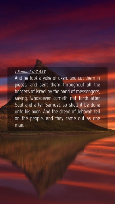 Picture 04 - 1 Samuel 11:7 ASV Mobile Phone Wallpaper - And he took a yoke of oxen, and cut them in - Mobile Bible Verse Wallpaper