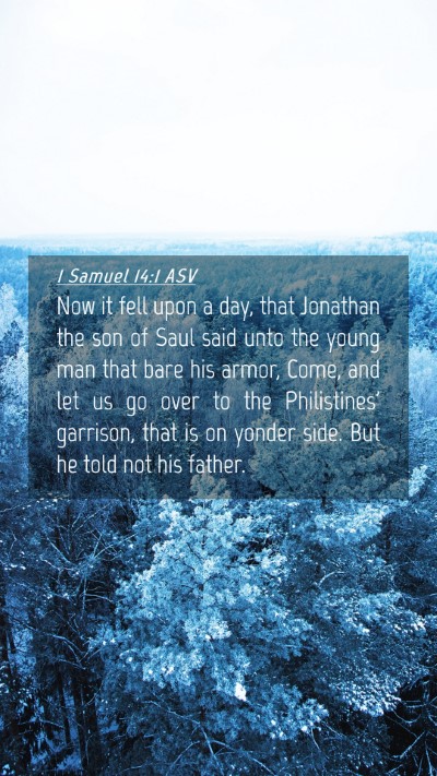 Picture 04 - 1 Samuel 14:1 ASV Mobile Phone Wallpaper - Now it fell upon a day, that Jonathan the son of - Mobile Bible Verse Wallpaper