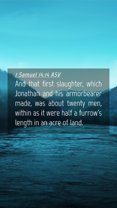Picture 04 - 1 Samuel 14:14 ASV Mobile Phone Wallpaper - And that first slaughter, which Jonathan and his - Mobile Bible Verse Wallpaper