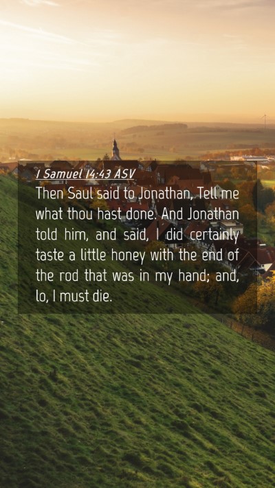 Picture 04 - 1 Samuel 14:43 ASV Mobile Phone Wallpaper - Then Saul said to Jonathan, Tell me what thou - Mobile Bible Verse Wallpaper