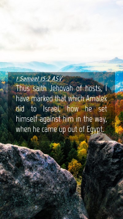 Picture 04 - 1 Samuel 15:2 ASV Mobile Phone Wallpaper - Thus saith Jehovah of hosts, I have marked that - Mobile Bible Verse Wallpaper