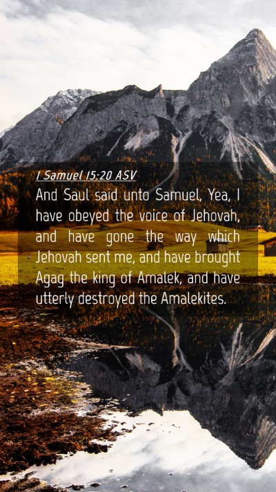 Picture 04 - 1 Samuel 15:20 ASV Mobile Phone Wallpaper - And Saul said unto Samuel, Yea, I have obeyed the - Mobile Bible Verse Wallpaper