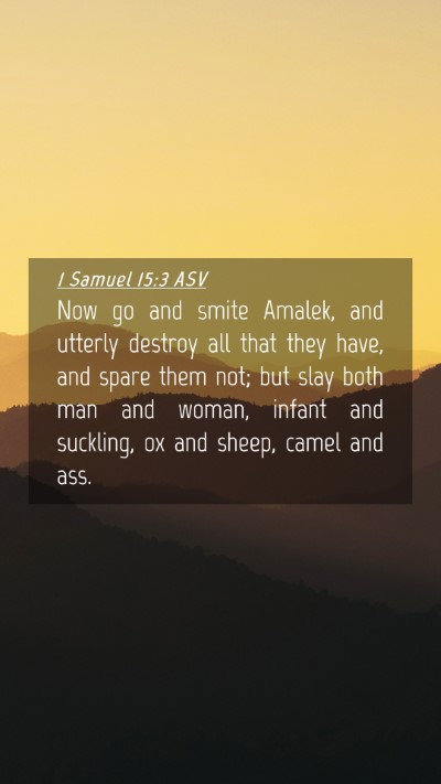 Picture 04 - 1 Samuel 15:3 ASV Mobile Phone Wallpaper - Now go and smite Amalek, and utterly destroy all - Mobile Bible Verse Wallpaper