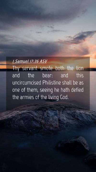 Picture 04 - 1 Samuel 17:36 ASV Mobile Phone Wallpaper - Thy servant smote both the lion and the bear: and - Mobile Bible Verse Wallpaper