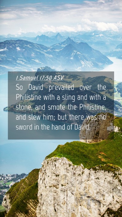 Picture 04 - 1 Samuel 17:50 ASV Mobile Phone Wallpaper - So David prevailed over the Philistine with a - Mobile Bible Verse Wallpaper