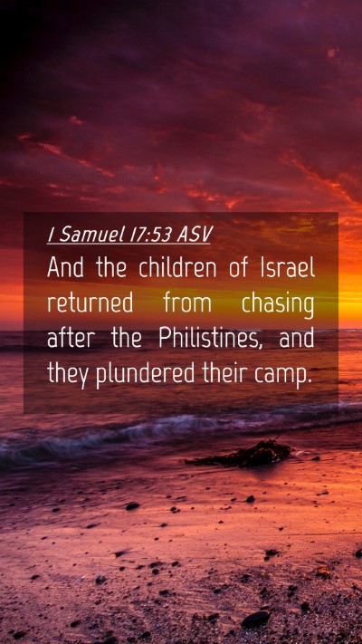 Picture 04 - 1 Samuel 17:53 ASV Mobile Phone Wallpaper - And the children of Israel returned from chasing - Mobile Bible Verse Wallpaper