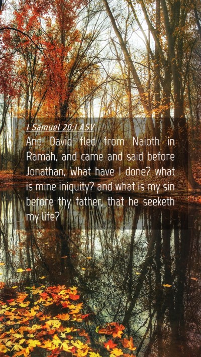 Picture 04 - 1 Samuel 20:1 ASV Mobile Phone Wallpaper - And David fled from Naioth in Ramah, and came and - Mobile Bible Verse Wallpaper