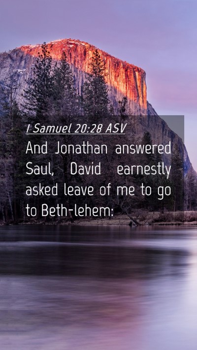 Picture 04 - 1 Samuel 20:28 ASV Mobile Phone Wallpaper - And Jonathan answered Saul, David earnestly asked - Mobile Bible Verse Wallpaper